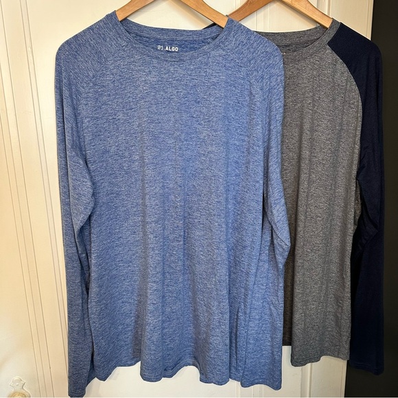 Men's 01.ALGO UV SPF 40 Moisture Wicking Performance Shirt LS Blue XL lot of 2 - Picture 5 of 10